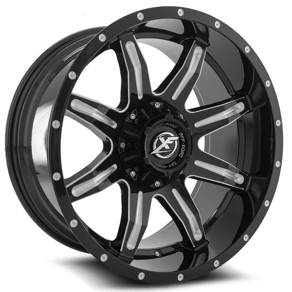 XF Off-Road XF-215 20x9 12 8x165.1/8x170 Gloss Black & Milled XF-215209081651170+12GBM