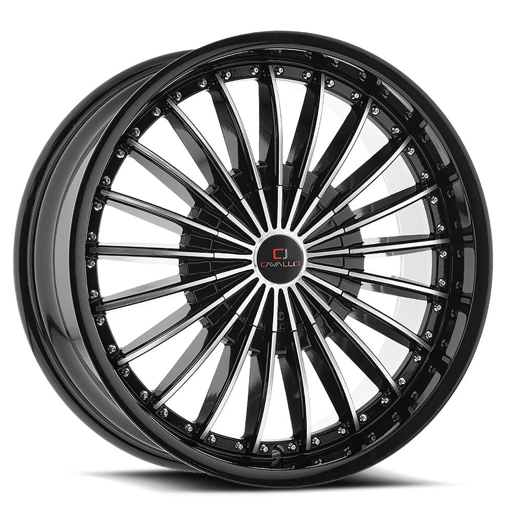 CAVALLO CLV-32 18X8 35 4X100/4X114.3 GLOSS BLACK & MACHINED