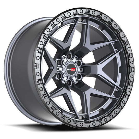 Vortek VRT-603 20x12 -44 6x135/6x139.7 Matte Titanium With Black Bead Ring 603201257-44MTBR