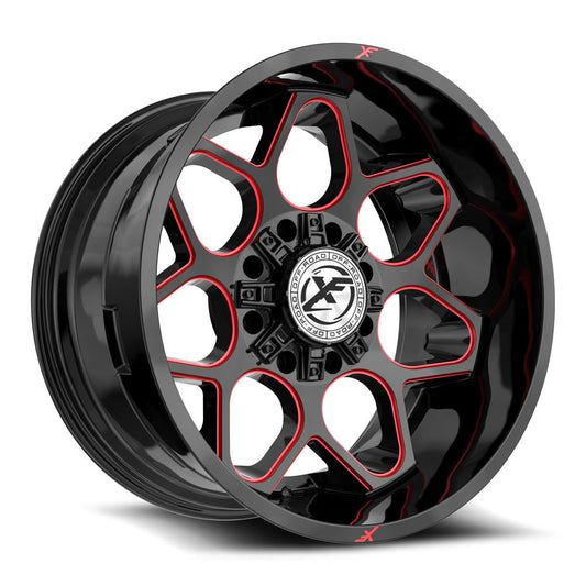 XF Off-Road XF-233 20x10 -24 8x165.1/8x170 Gloss Black & Red Milled XF-233201081651170-24GBRM