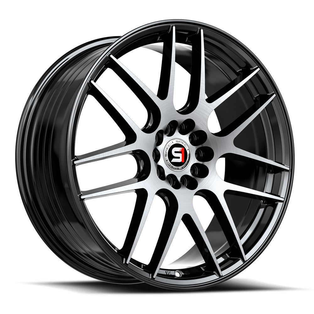 Spec-1 SP-65 20x8.5 38 5x112/5x114.3 Gloss Black & Machined SP-6520853638BM