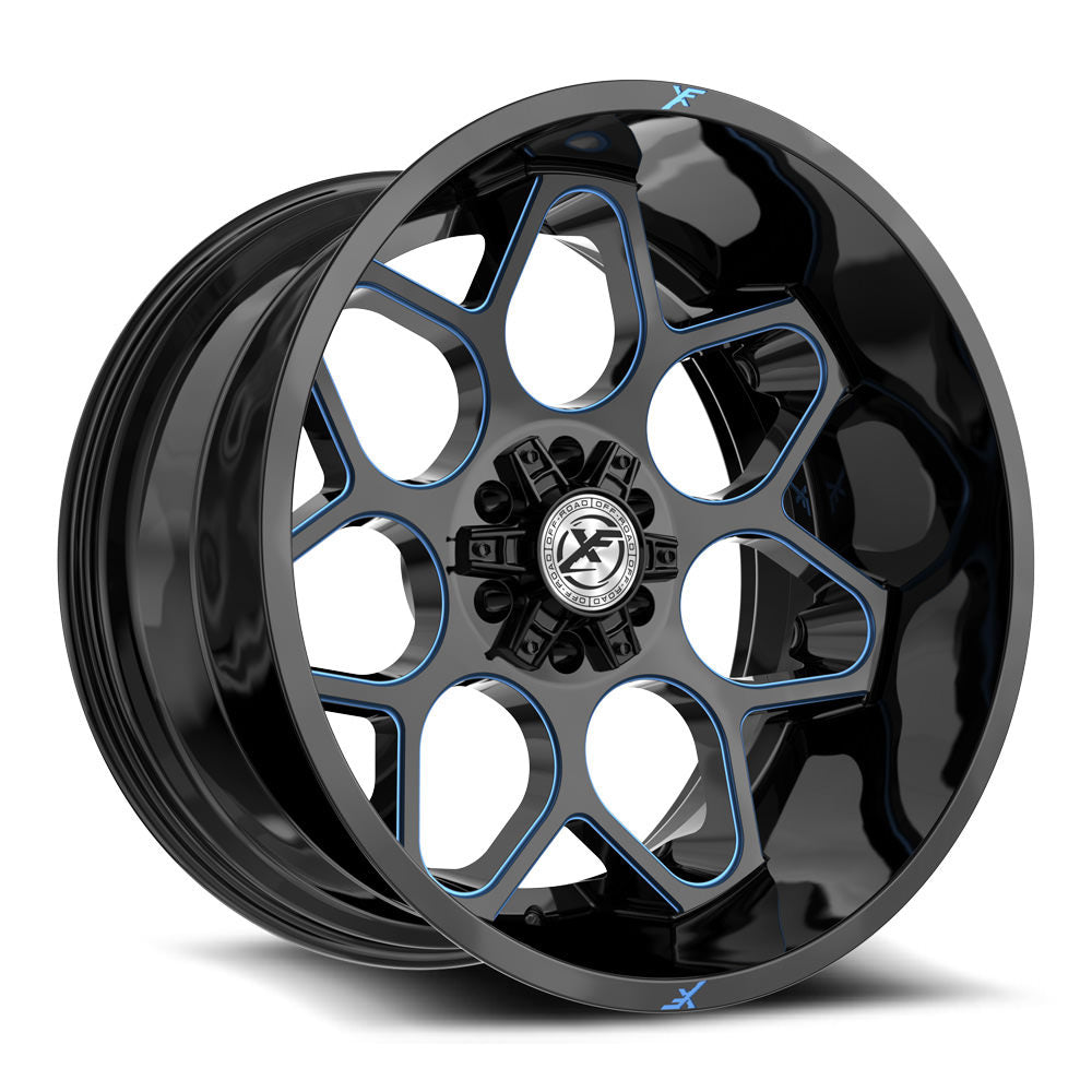 XF Off-Road XF-233 20x9 0 5x127/5x139.7 Gloss Black & Blue Milled XF-233209051271397+0GBBM