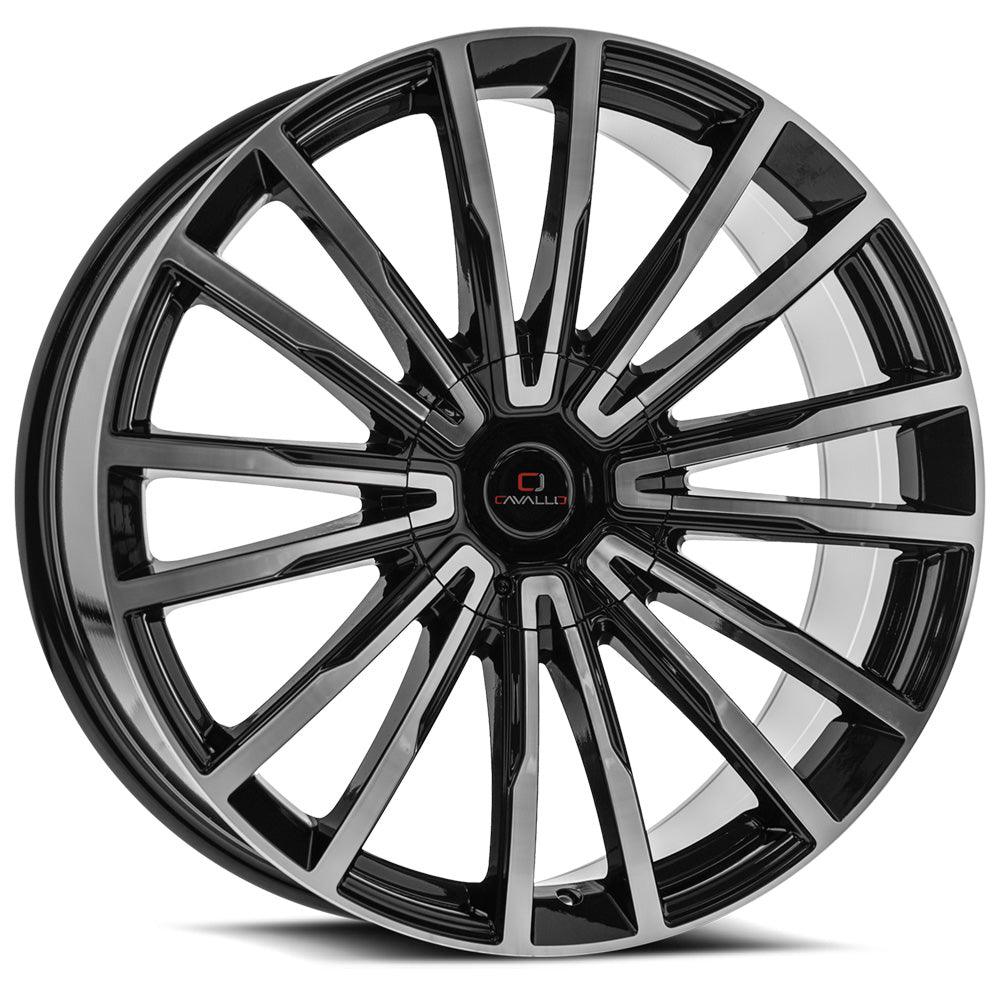 CAVALLO CLV-47 22X9.5 25 6X135/6X139.7 GLOSS BLACK & MACHINED