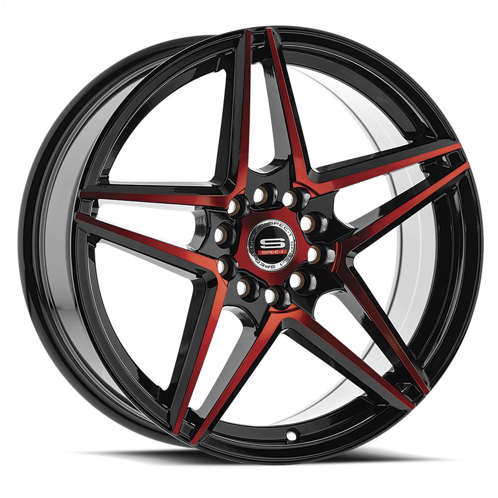 Spec-1 SP-54 18x8 38 4x100/4x114.3 Gloss Black & Red Machined SP-541880938BMR