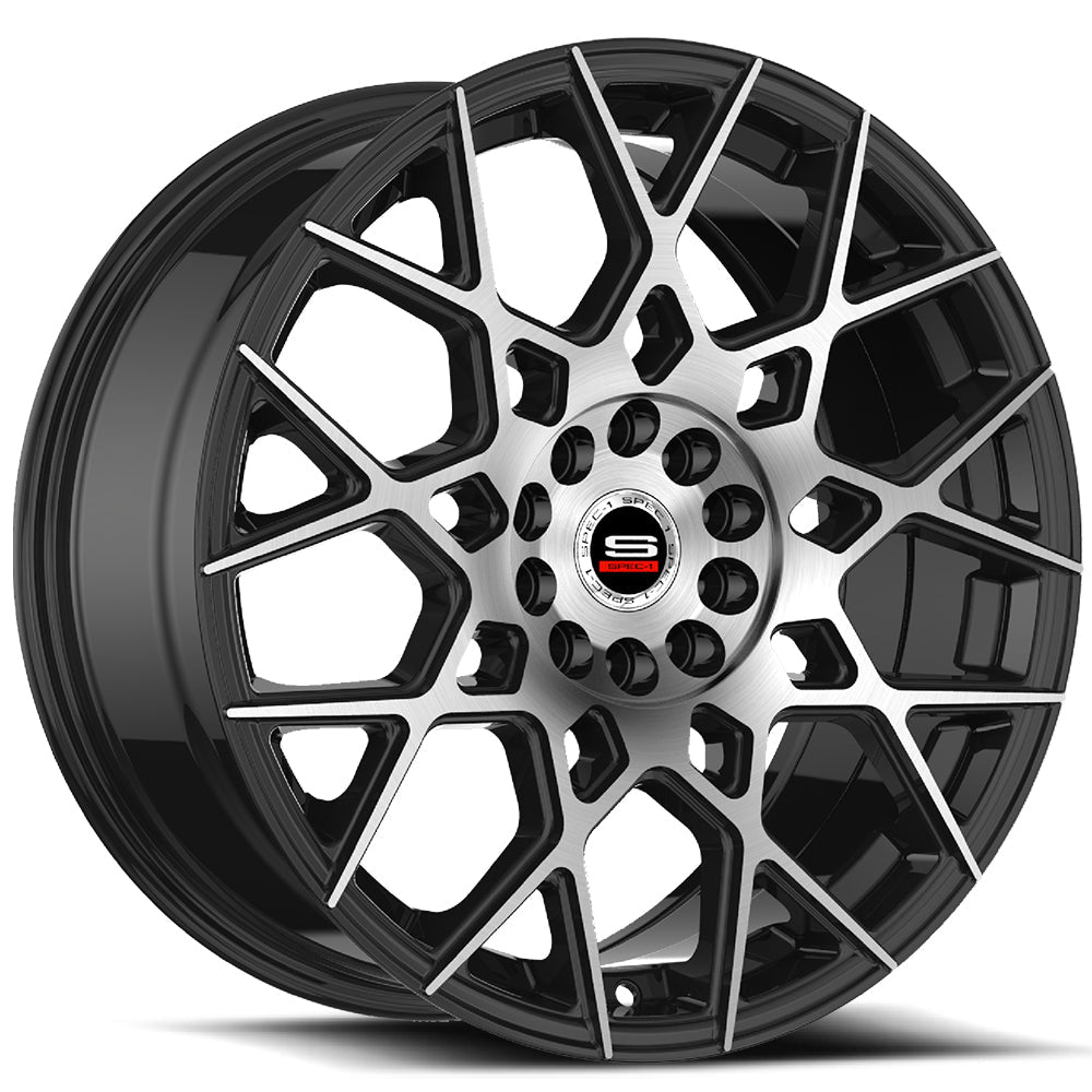 Spec-1 SP-52 18x8 38 4x100/4x114.3 Gloss Black & Machined SP-521880938BM