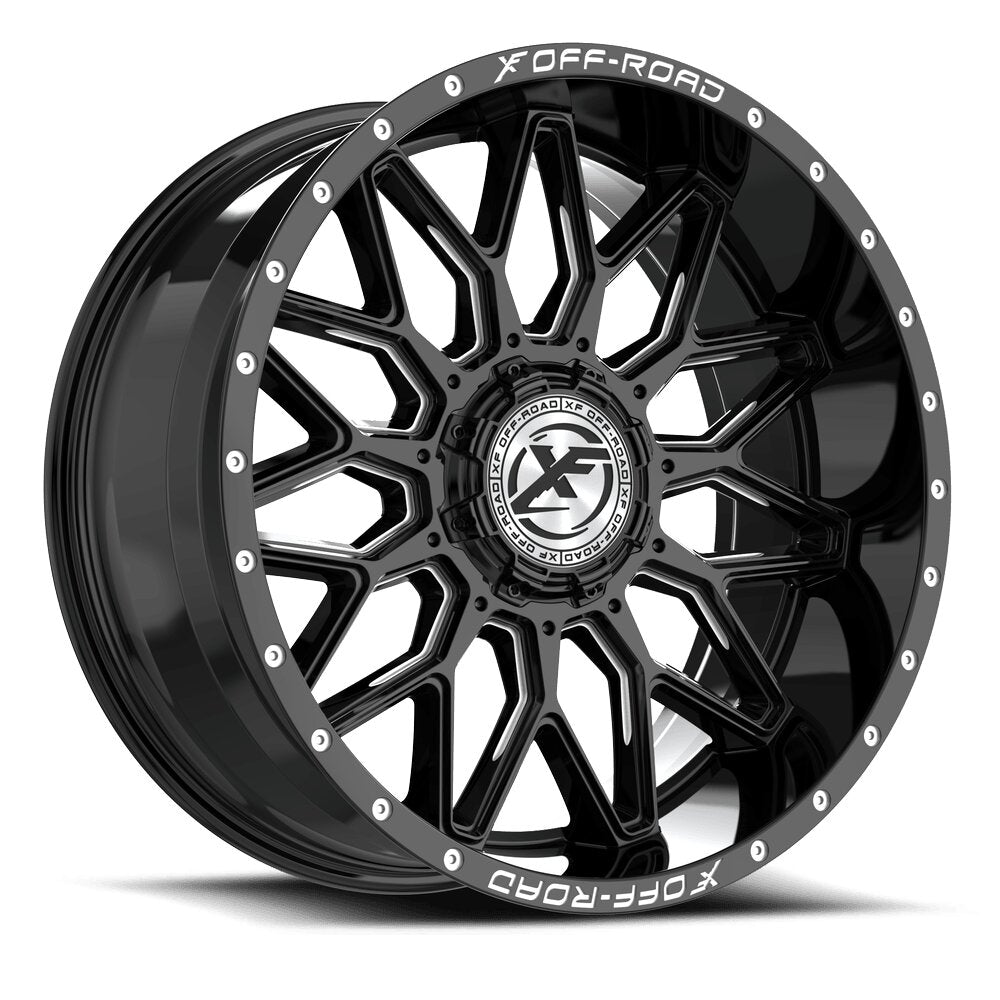 XF Off-Road XF-242 22x10 -18 Blank 5x/6x/Blank 6x Gloss Black & Milled XF-24222105X6XBL-18GBM-V