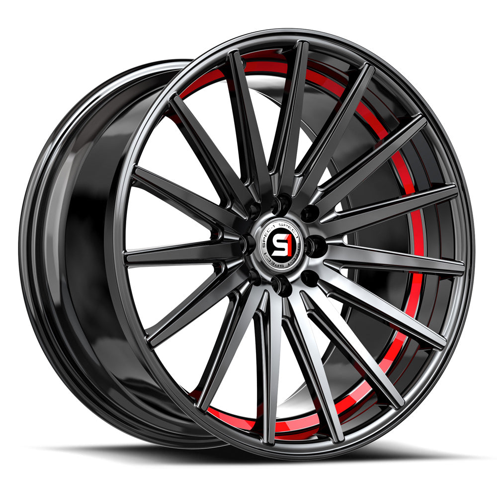 Spec-1 SP-69 18x8 38 4x100/4x114.3 Gloss Black & Red Undercut SP-69188938GBRU