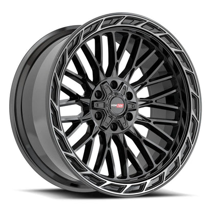 VORTEK VRP-502 20X9 0 6X135/6X139.7 BLACK DIAMOND CUT RING WITH DARK TINT