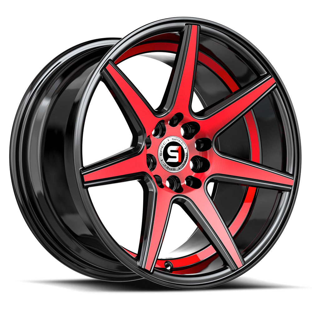 Spec-1 SP-73 17x7.5 42 5x110/5x114.3 Gloss Black Red Machined & Undercut SP-7317753542BMRU