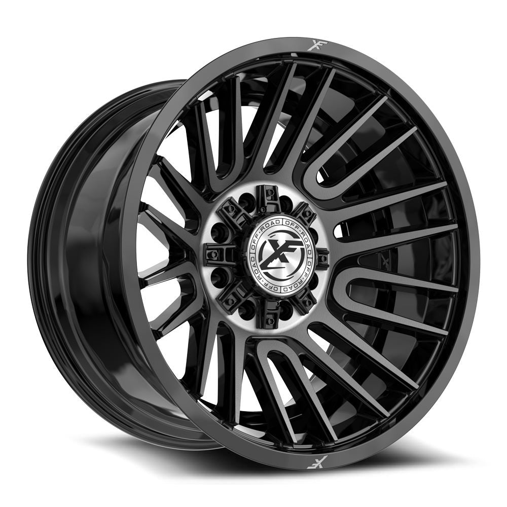 XF Off-Road XF-234 22x12 -44 8x165.1/8x170 Gloss Black & Brushed Double Dark Tint XF-234221281651170-44GBUDT
