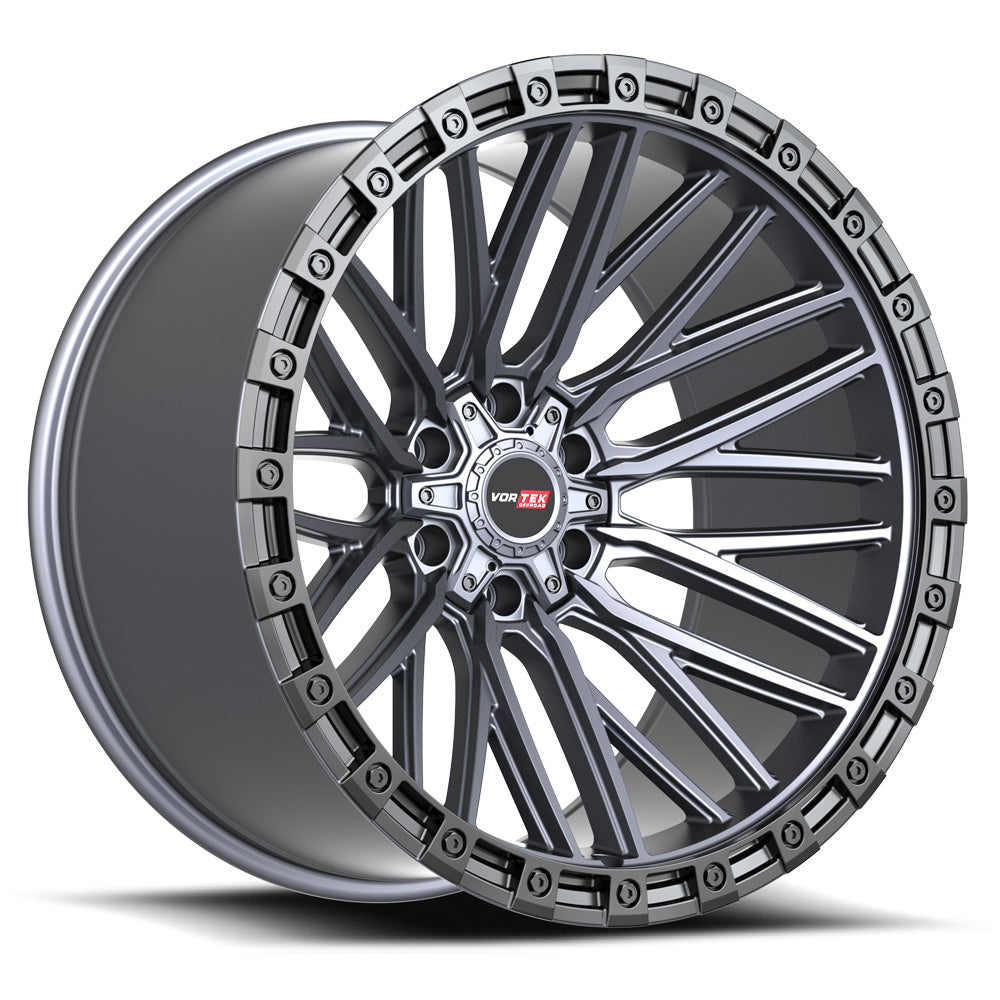 Vortek VRT-608 20x12 -44 6x135/6x139.7 Matte Titanium With Black Bead Ring 608201257-44MTBR