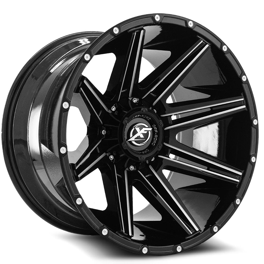 XF Off-Road XF-220 22x12 -44 8x165.1/8x170 Gloss Black & Milled XF-220221281651170-44GBM