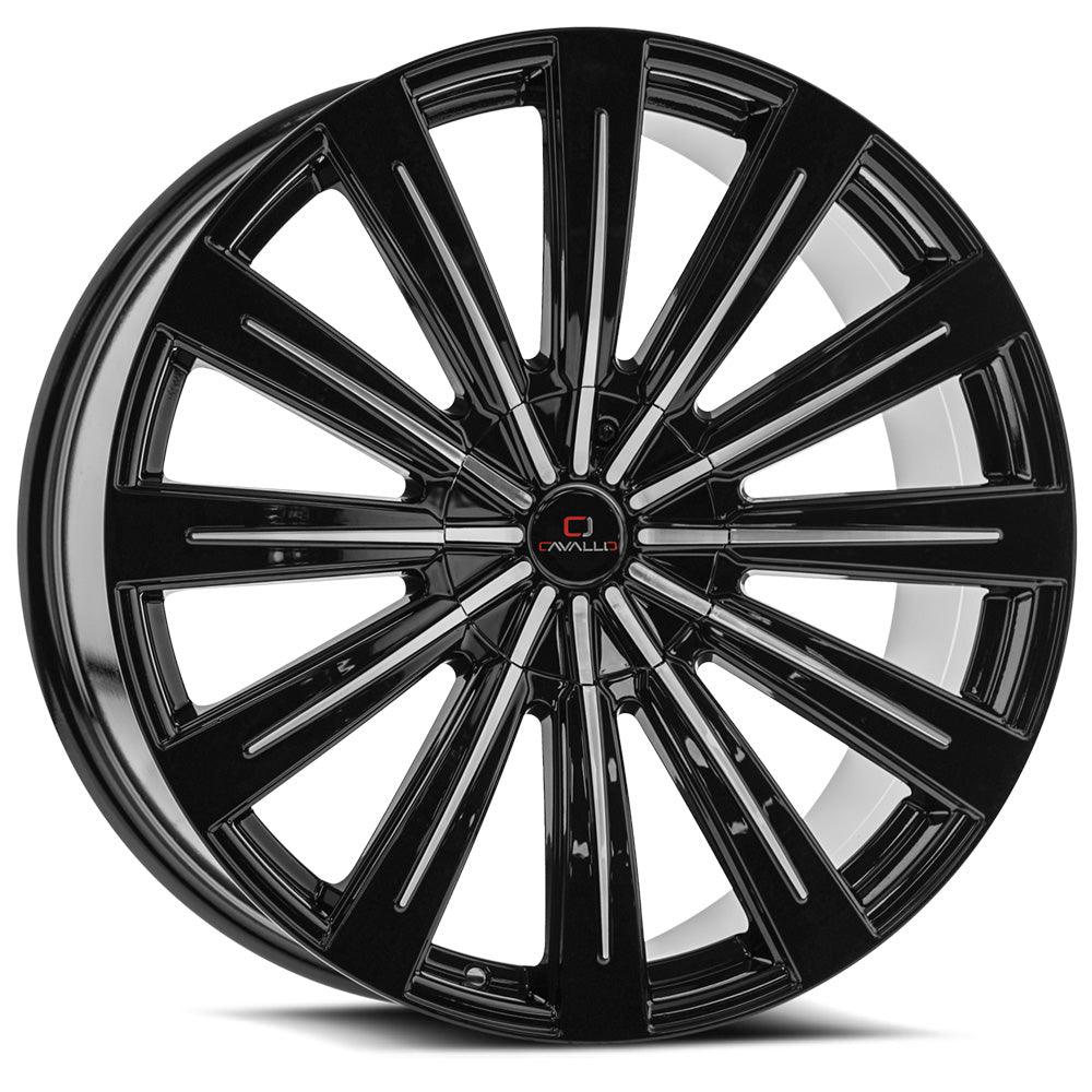 CAVALLO CLV-49 22X9.5 15 5X115/5X120 GLOSS BLACK & MACHINED