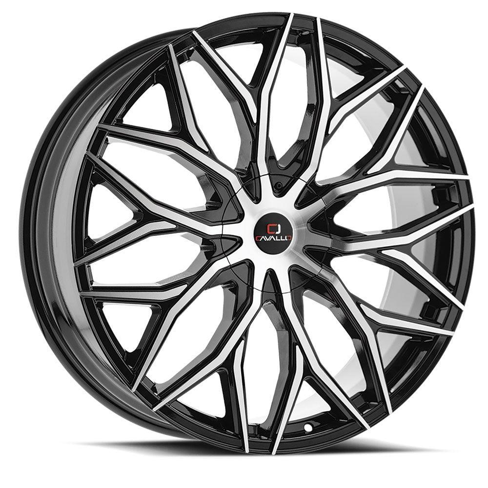 CAVALLO CLV-37 22X9.5 15 5X115/5X120 GLOSS BLACK & MACHINED
