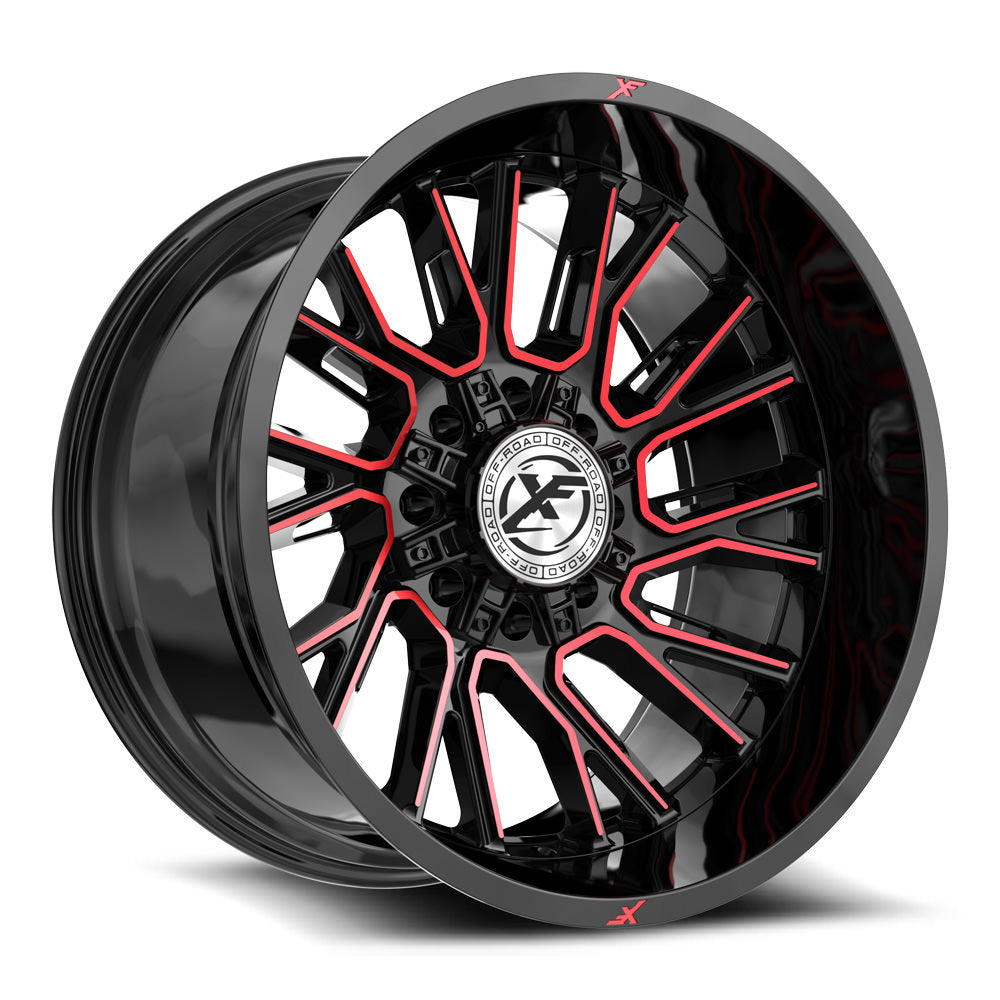 XF Off-Road XF-230 20x10 -12 8x165.1/8x170 Gloss Black & Red Machined XF-230201081651170-12BMR