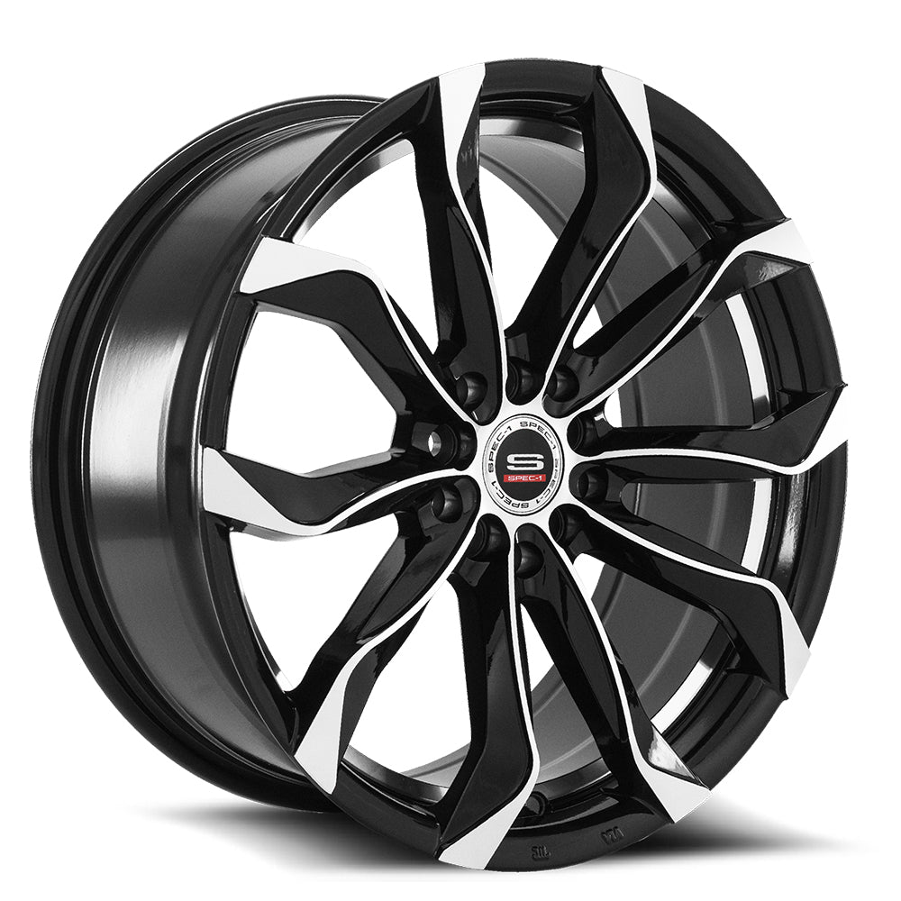 Spec-1 SP-44 17x7.5 35 5x100/5x114.3 Gloss Black & Machined SP4417752335BM