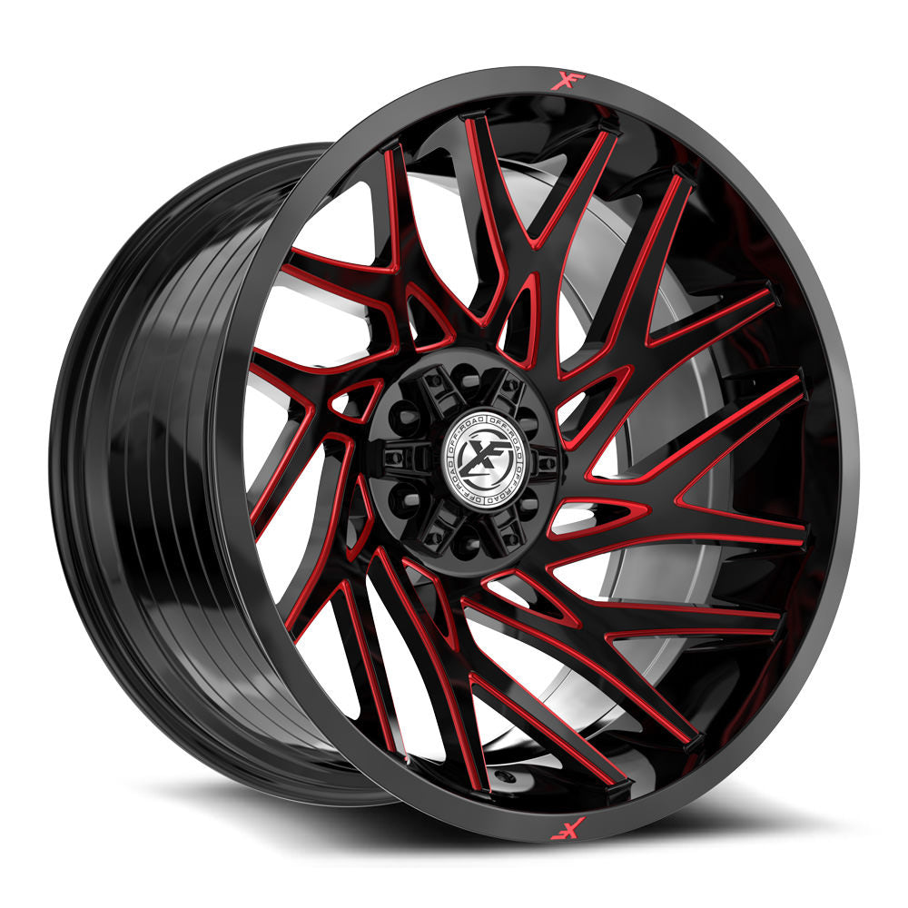 XF Off-Road XF-229 20x10 -24 5x127/5x139.7 Gloss Black & Red Milled XF-229201051271397-24GBRM