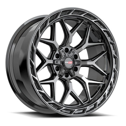 VORTEK VRP-504 20X9 0 5X127/5X139.7 BLACK DIAMOND CUT WITH DARK TINT