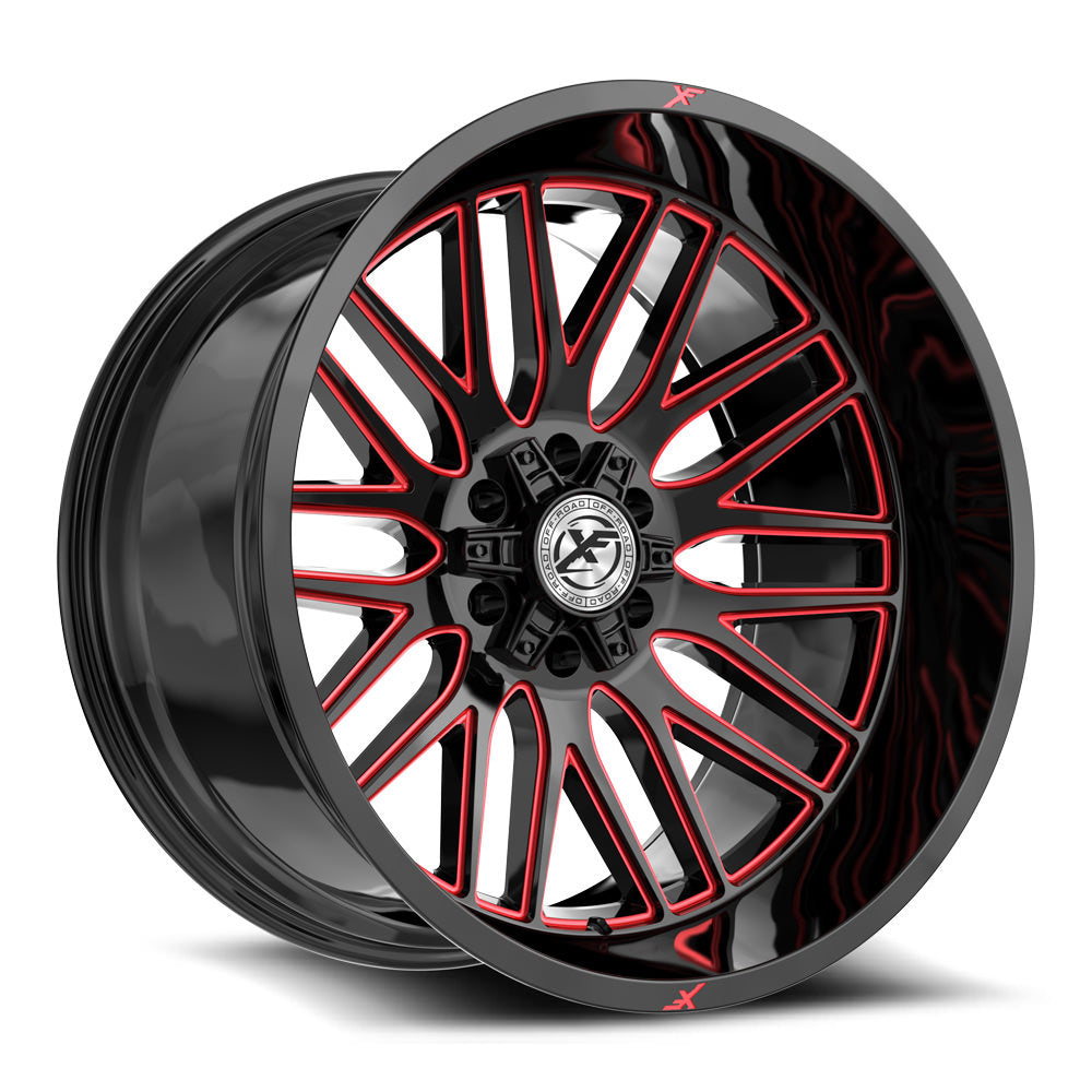 XF Off-Road XF-240 17x9 0 5x127/5x139.7 Gloss Black & Red Milled XF-2401790430GBRM