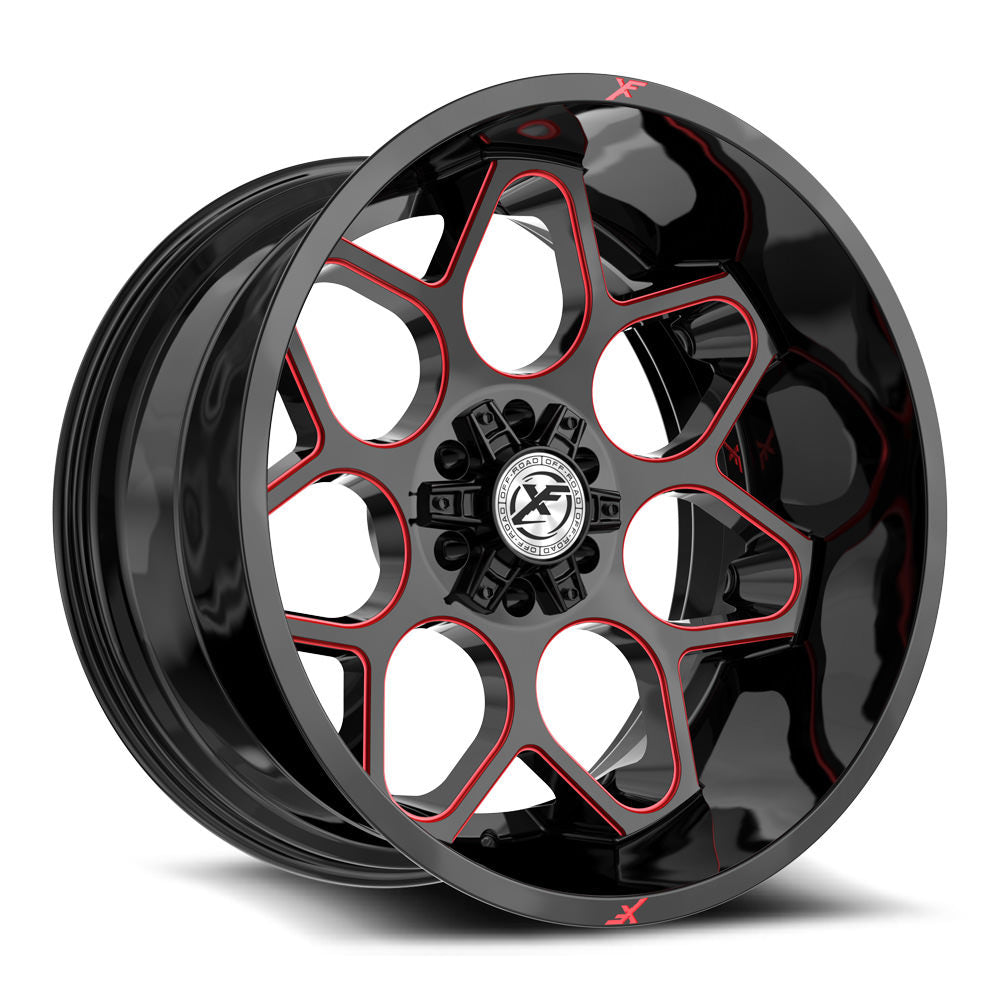 XF Off-Road XF-233 20x10 -24 5x127/5x139.7 Gloss Black & Red Milled XF-233201051271397-24GBRM