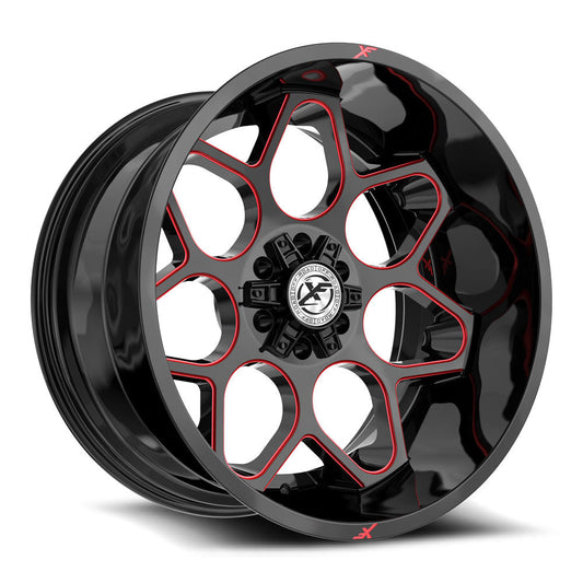 XF Off-Road XF-233 20x10 -24 5x127/5x139.7 Gloss Black & Red Milled XF-233201051271397-24GBRM