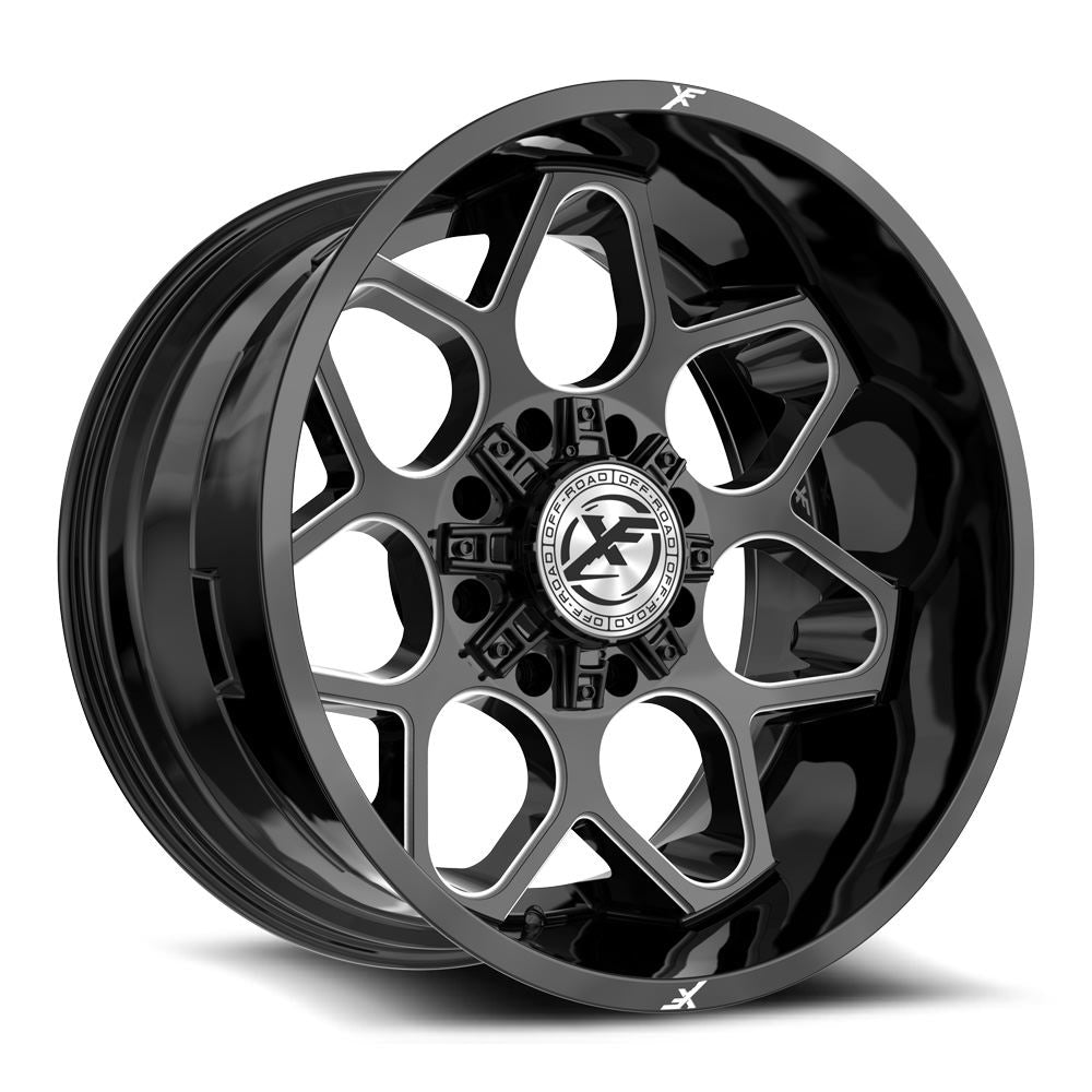 XF Off-Road XF-233 22x12 -44 8x165.1/8x170 Gloss Black & Milled XF-233221281651170-44GBM
