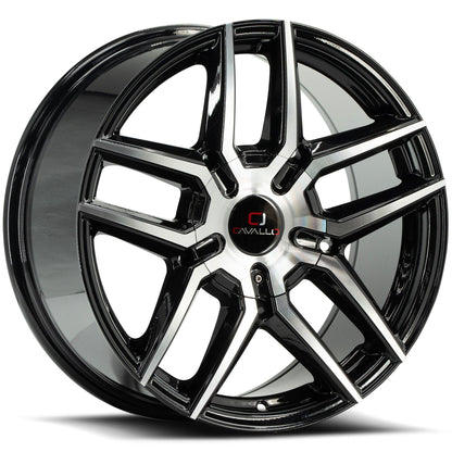 CAVALLO CLV-55 22X8.5 38 5X112/5X114.3 GLOSS BLACK & MACHINED
