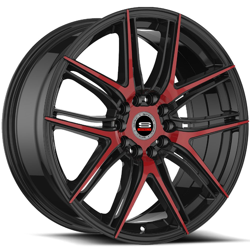 Spec-1 SP-56 18x8 38 4x100/4x114.3 Gloss Black & Red Machined SP-561880938BMR