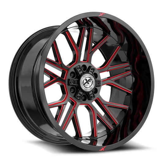 XF Off-Road XF-235 20x9 12 5x127/5x139.7 Gloss Black & Red Milled XF-235209051271397+12GBRM