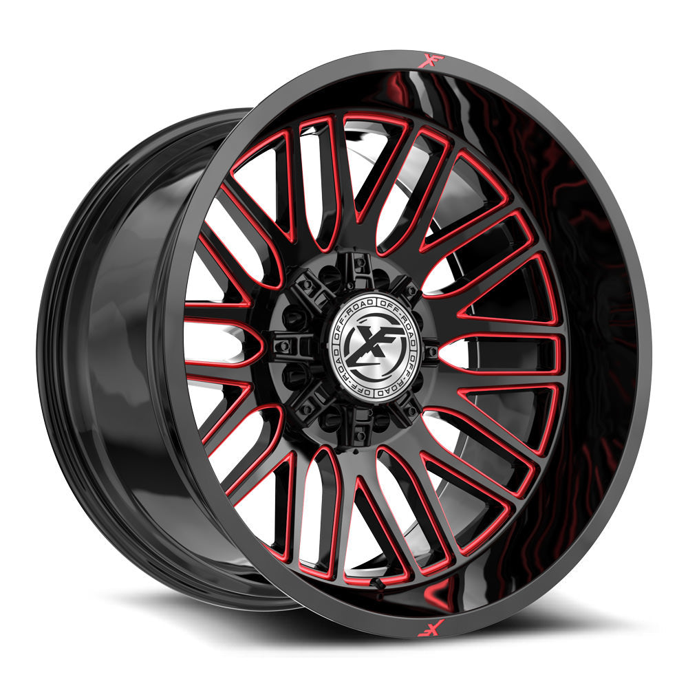 XF Off-Road XF-240 22x12 -44 Blank 8x/Blank-8X Gloss Black & Red Milled XF-24022128XBLANK-44GBRM