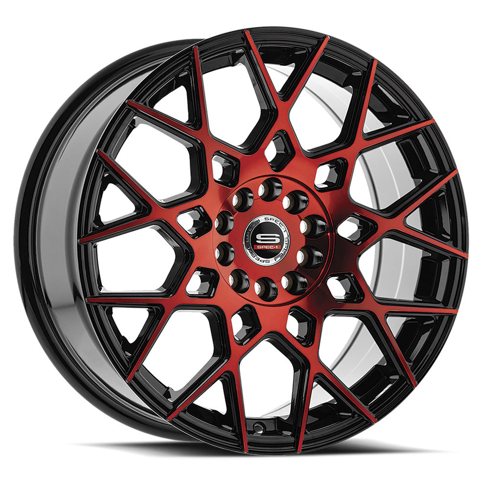 Spec-1 SP-52 18x8 38 4x100/4x114.3 Gloss Black & Red Machined SP-521880938BMR