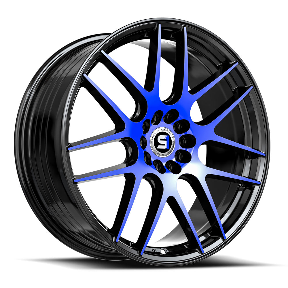 Spec-1 SP-65 18x10 42 Blank 4x/5x Gloss Black & Blue Machined SP-651810BL42GBBLM