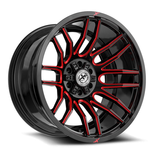 XF Off-Road XF-232 24x14 -76 5x127/5x139.7 Gloss Black & Red Milled XF-232241451271397-76GBRM