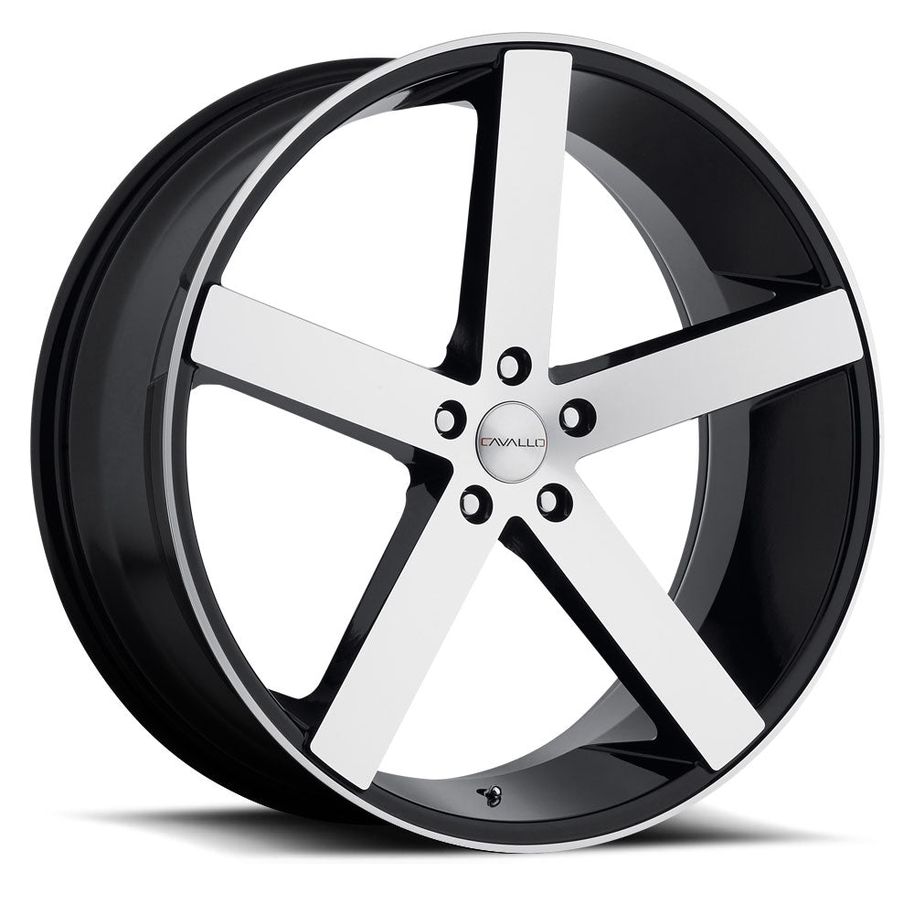 Cavallo CLV-5 20x8.5 35 5x112 Gloss Black & Machined CLV-520855112+35BM-I