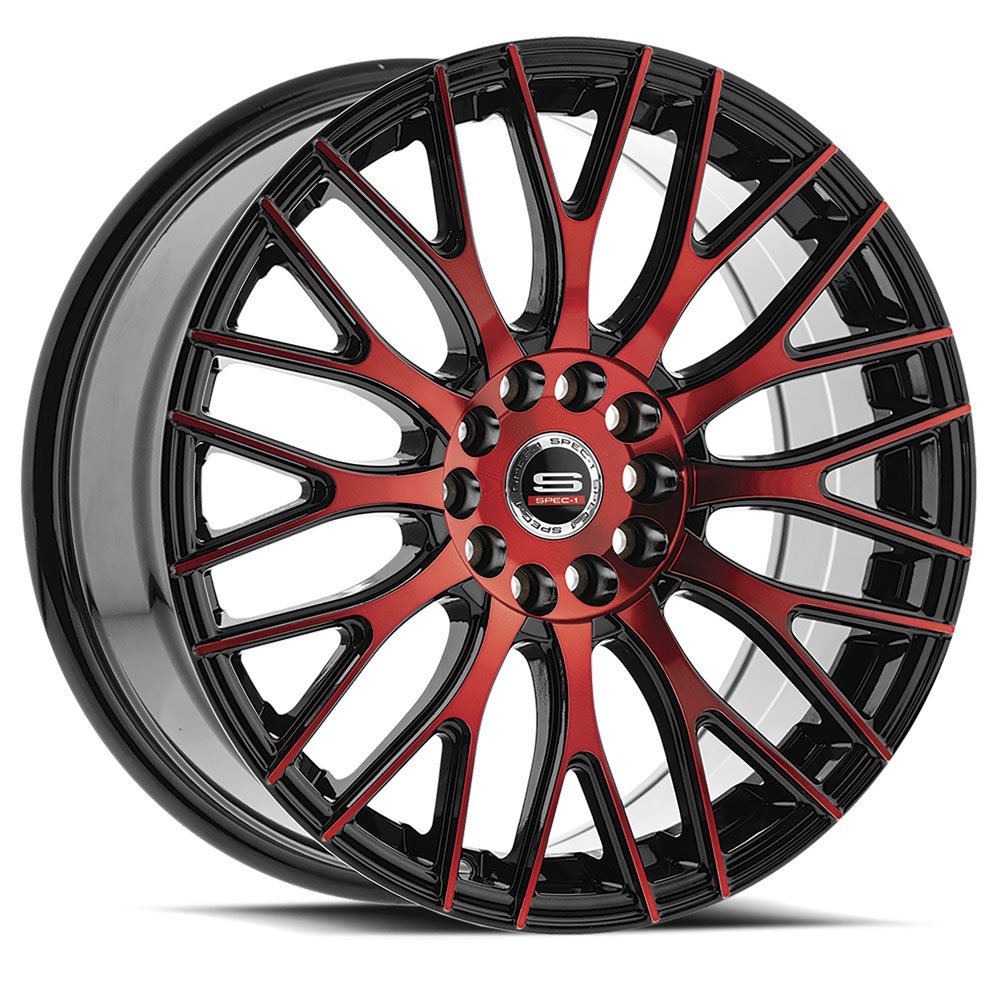 Spec-1 SP-55 18x8 38 5x100/5x114.3 Gloss Black & Red Machined SP-5518802338BMR-M