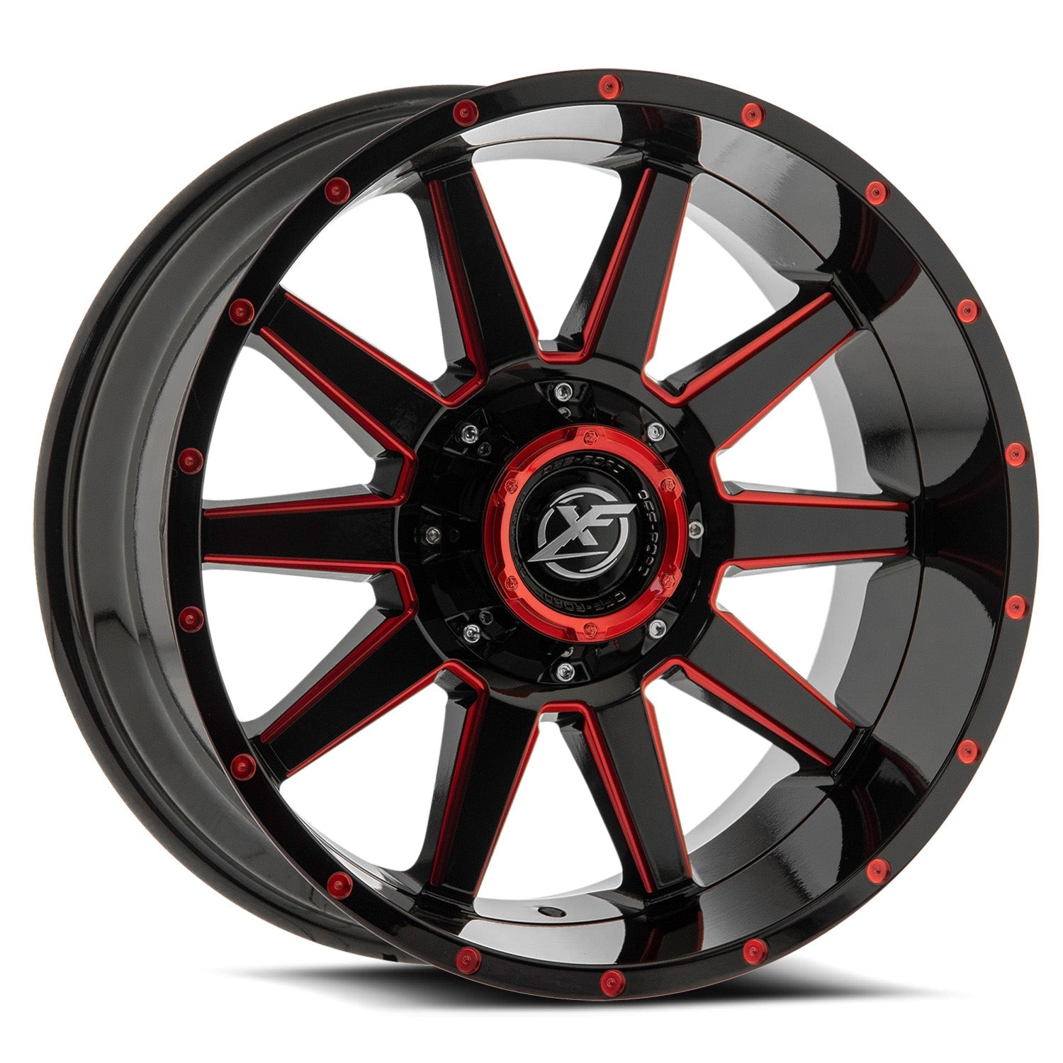 XF Off-Road XF-219 18x9 0 Blank 5x/6x Gloss Black & Red Milled XF-21918905X6XBL+0GBRM