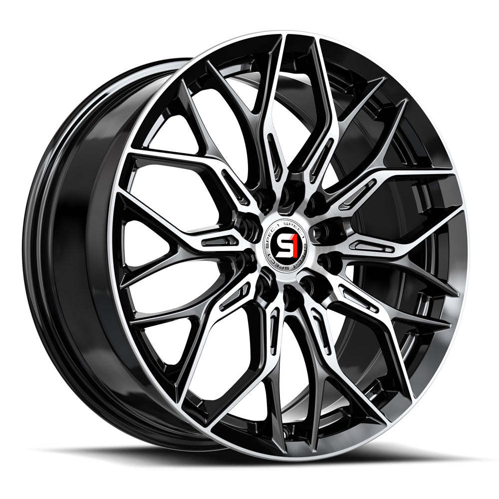 Spec-1 SP-57 18x8 38 5x114.3/5x120 Gloss Black & Machined SP-571883838BM