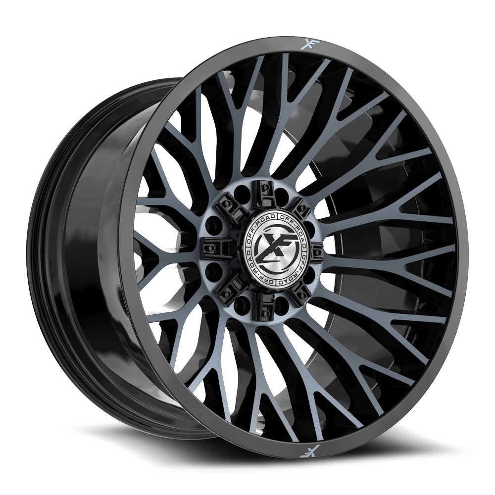 XF Off-Road XF-237 22x12 -44 8x165.1/8x170 Gloss Black & Machined Titanium Double Dark Tint XF-237221281651170-44BMTDT