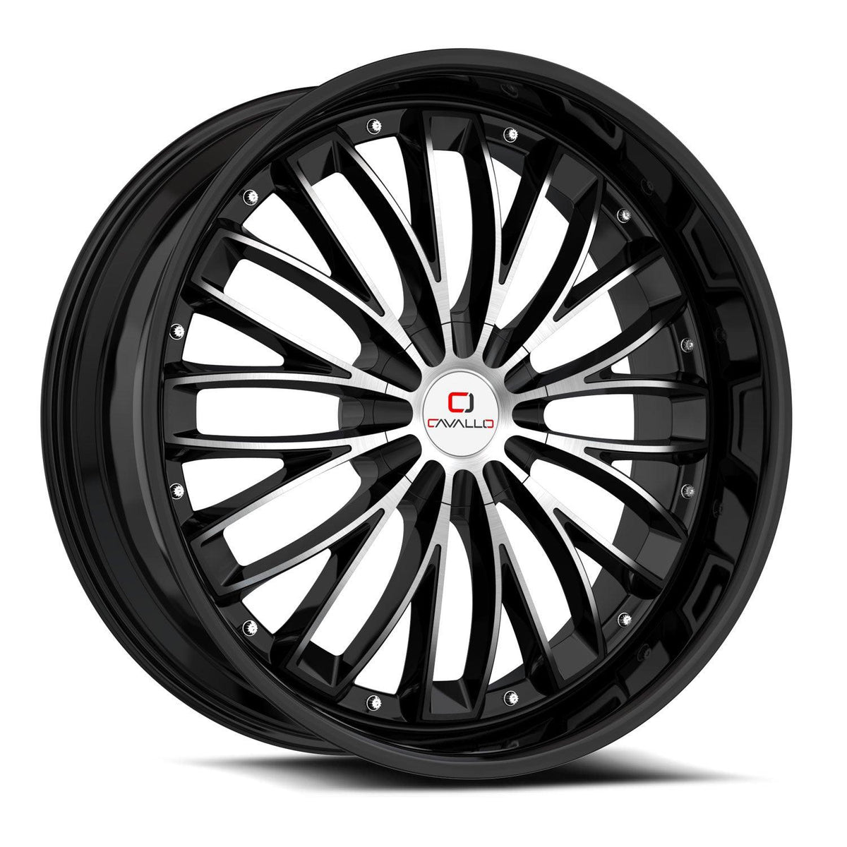 CAVALLO CLV-42 20X8.5 35 5X112/5X114.3 GLOSS BLACK & MACHINED