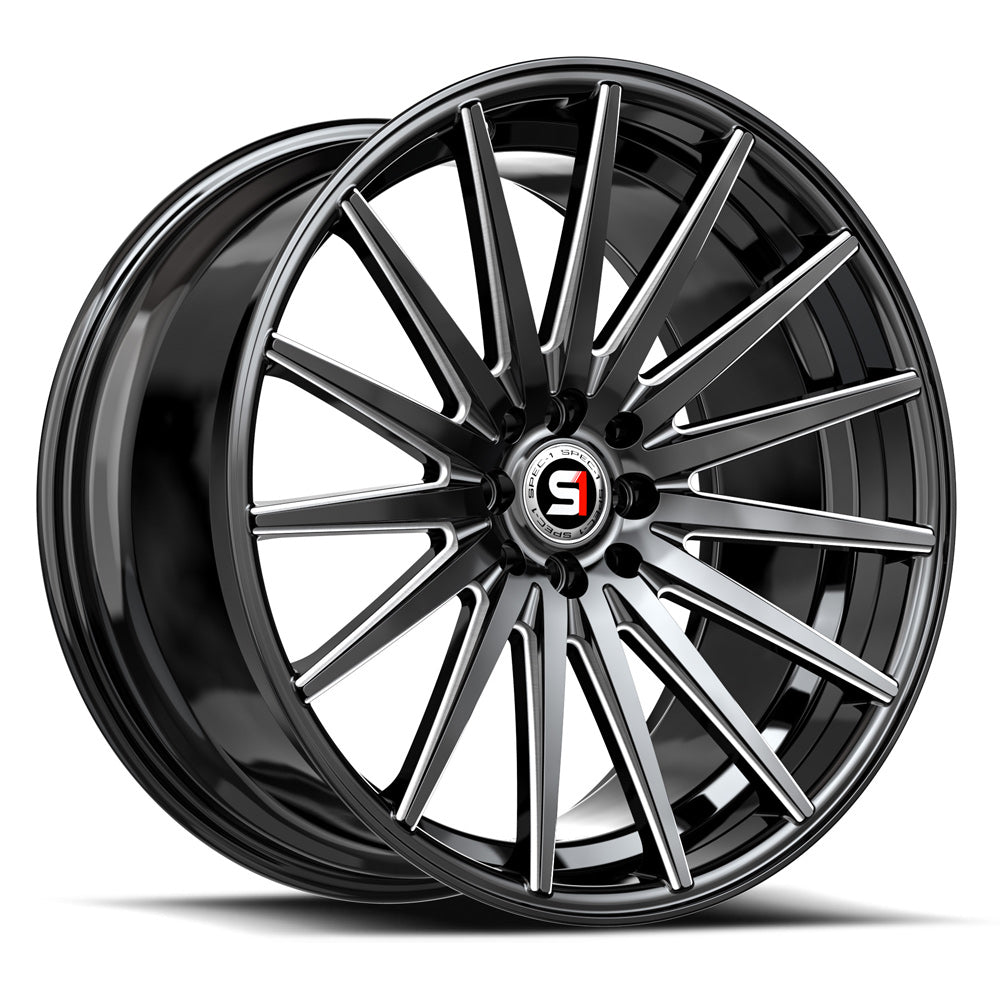 Spec-1 SP-69 17x7.5 42 5x112/5x114.3 Gloss Black & Milled SP-6917753642GBM