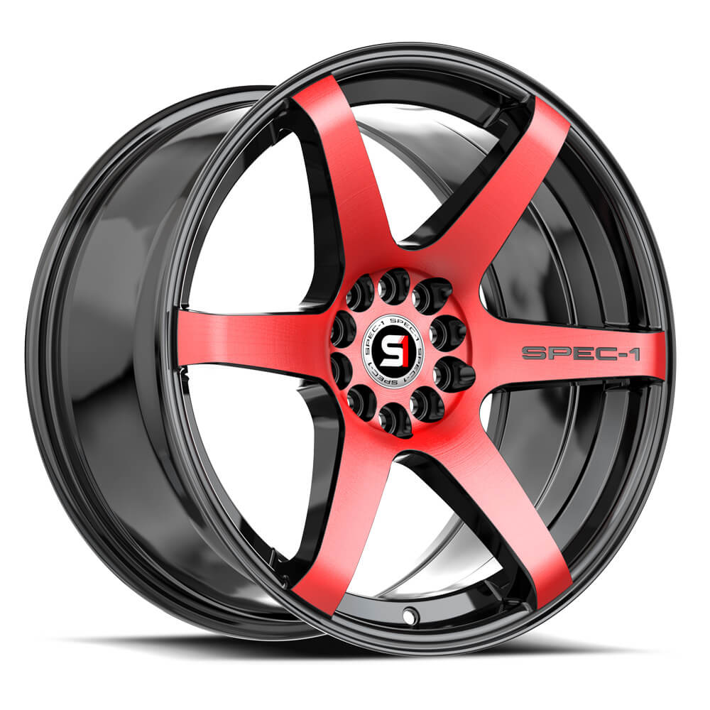 Spec-1 SPT-32 18x9 38 4x100/4x114.3 Gloss Black & Red Machined SPT-32189938BMR