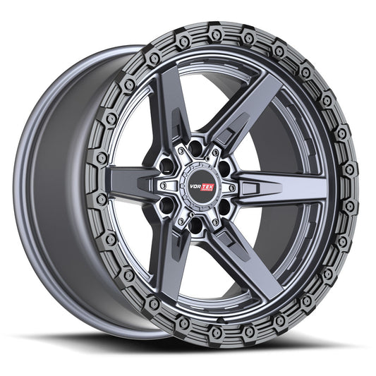 Vortek VRT-602 20x10 -24 6x135/6x139.7 Matte Titanium With Black Bead Ring 602201057-24MTBR