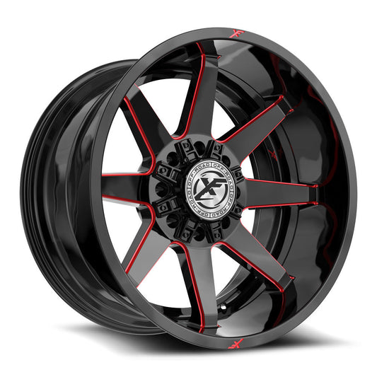 XF Off-Road XF-236 20x10 -24 8x165.1/8x170 Gloss Black & Red Milled XF-236201081651170-24GBRM