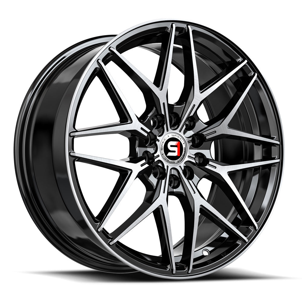 Spec-1 SP-60 18x8 38 4x100/4x114.3 Gloss Black & Machined SP-60188938BM