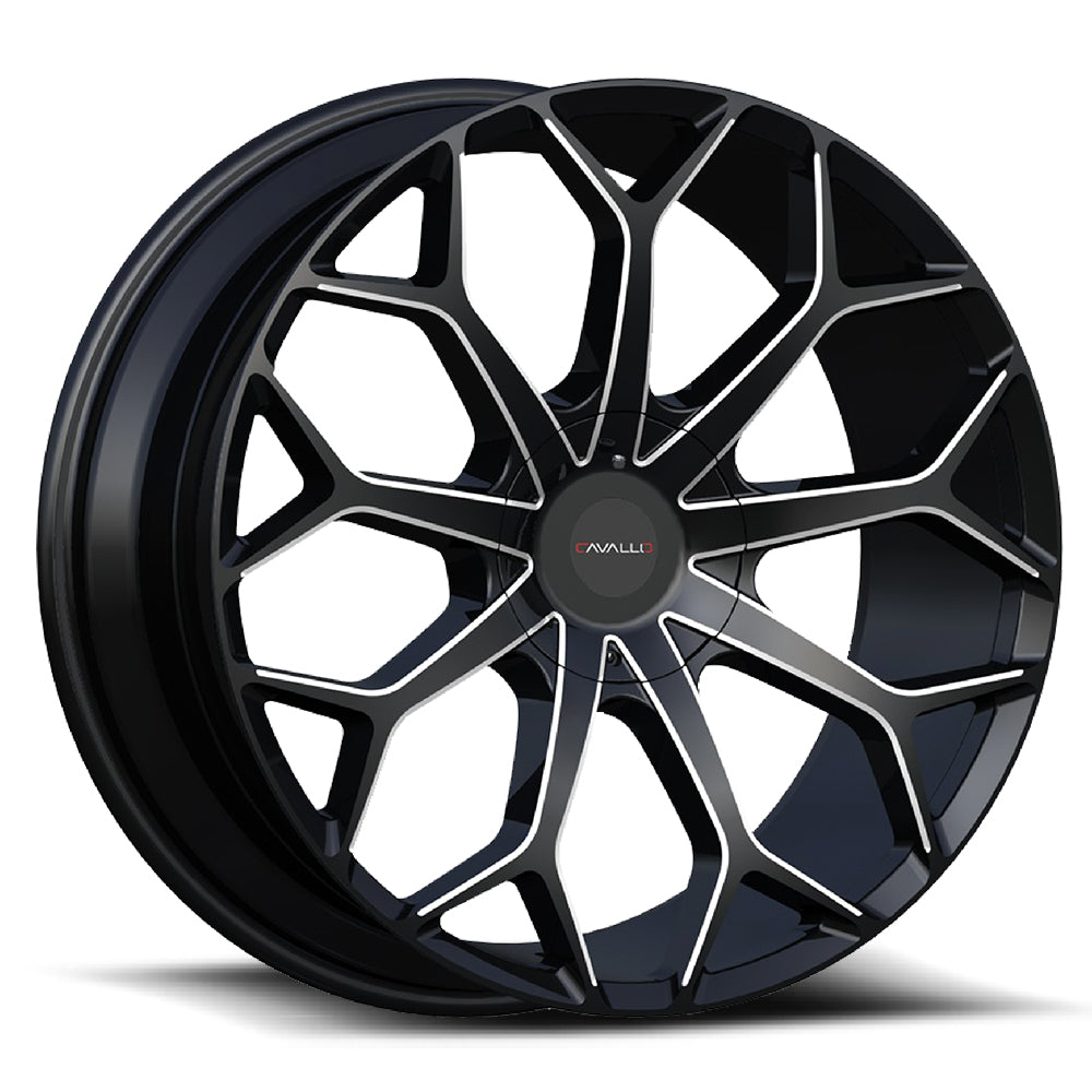 Cavallo CLV-22 20x8.5 35 5x108/5x114.3 Gloss Black & Milled CLV-22208551081143+35GBM