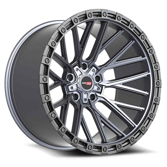 Vortek VRT-608 20x12 -44 5x127/5x139.7 Matte Titanium With Black Bead Ring 608201243-44MTBR