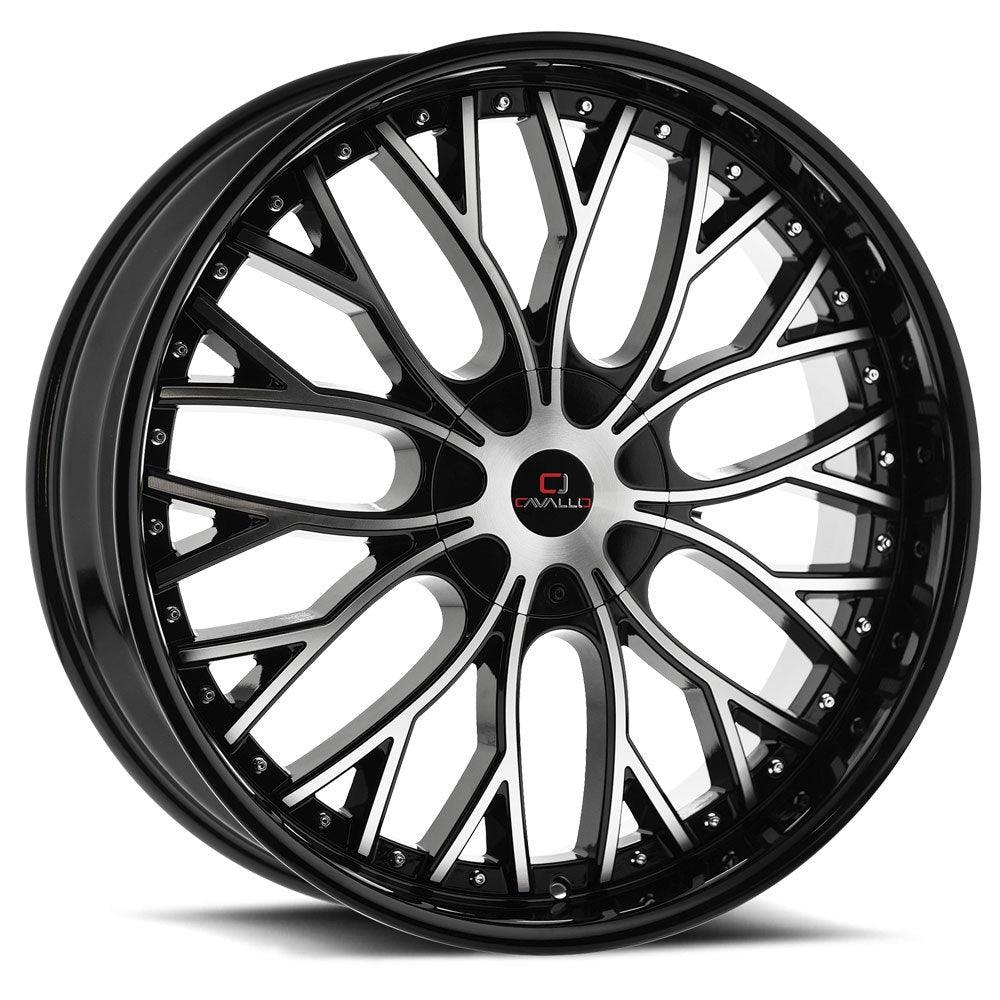 CAVALLO CLV-33 20X8.5 35 5X108/5X114.3 GLOSS BLACK & MACHINED