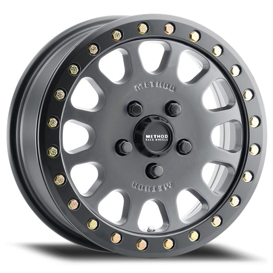 Method 401 UTV Beadlock 15x7 5x114.3 (5x4.5) 38mm Titanium - Matte Black Lip MR40157012852B