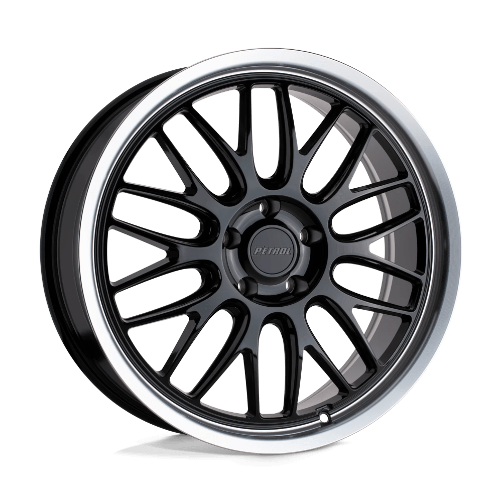 Petrol P4C 19X8 40 5X114.3/5X4.5 GLOSS BLACK W/ MACHINED CUT LIP