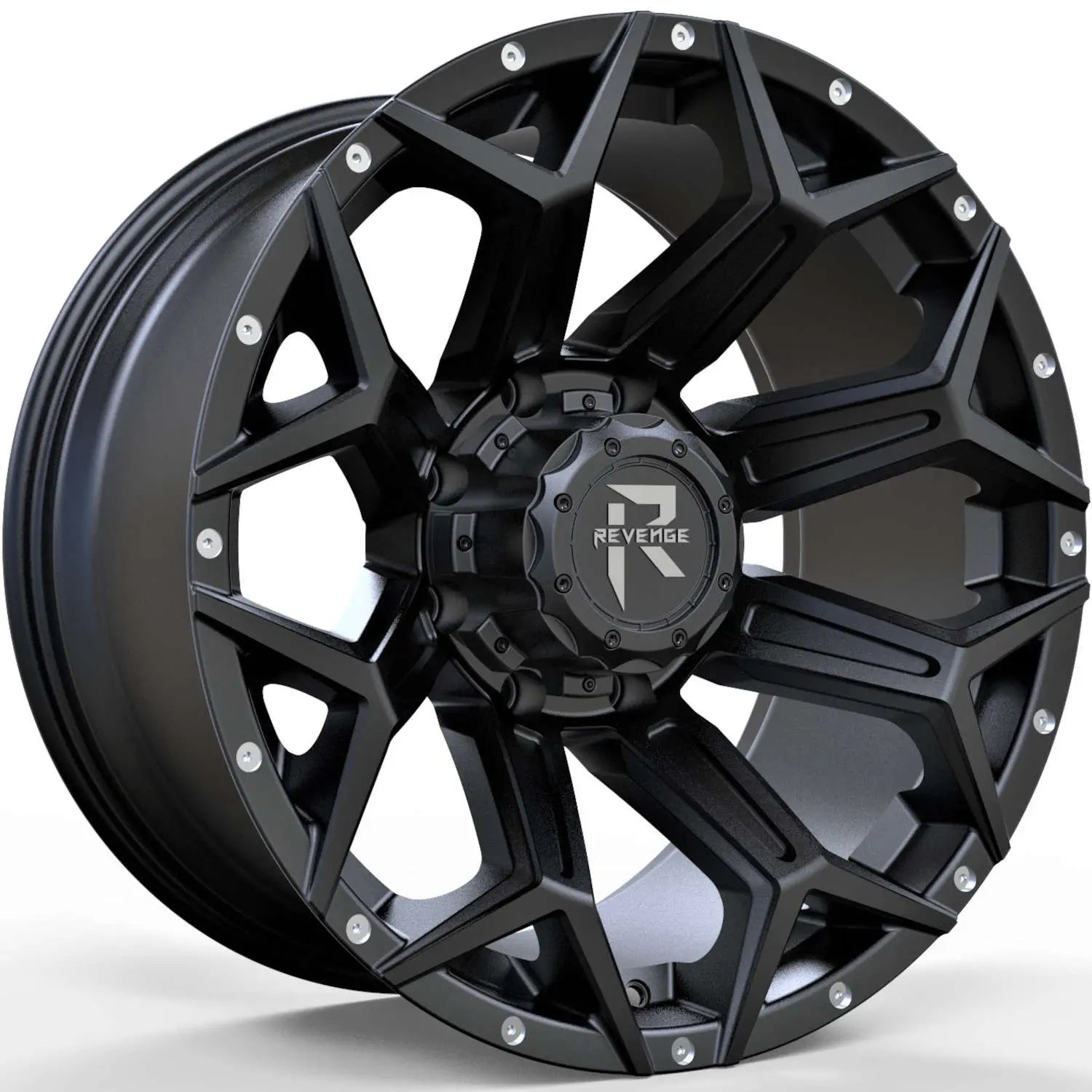 REVENGE OFFROAD RV202 20X10 -19 5X127/5X139.7 SATIN BLACK RIVETS